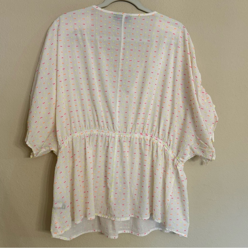 Spring Summer Lane Bryant Textured Dolman-Sleeve Peplum Blouse White Size 18/20 - Picture 2 of 16